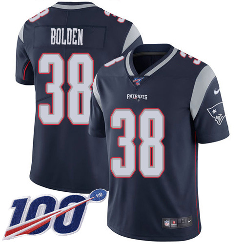 Nike Patriots #38 Brandon Bolden Navy Blue Team Color Youth Stitched NFL 100th Season Vapor Untouchable Limited Jersey